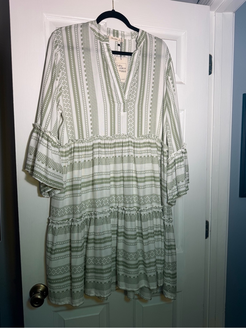 Saltly Lemon Sage Stripe Casual Dress
